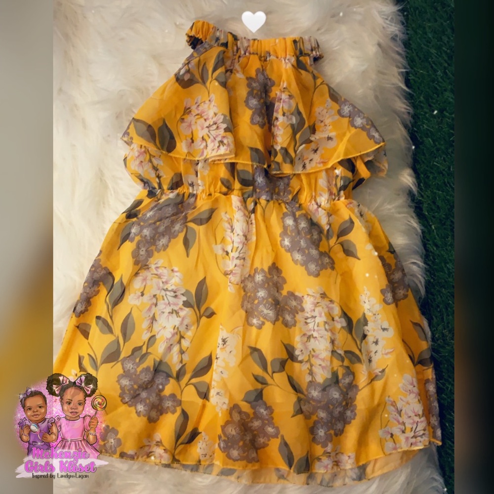 Yellow Floral Halter Dress